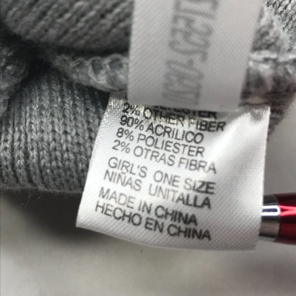 Winter Essentials Girls One Size Gray/Multicolor Stripe with Heart Knit Beanie - Picture 5 of 7